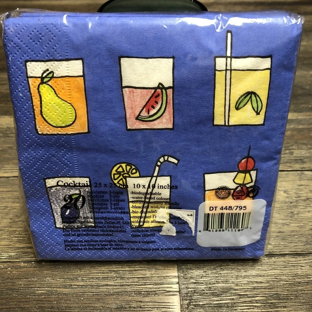 New Mikasa Paper Cocktail Napkins Summer Drinks Fruit Barbecue Party 20ct Sealed